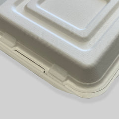 Clamshell Box 9X9 3 Compartment Sugarcane Bagasse